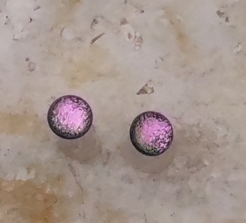Light Pink Dichroic Fused Glass Post Earring Wholesale