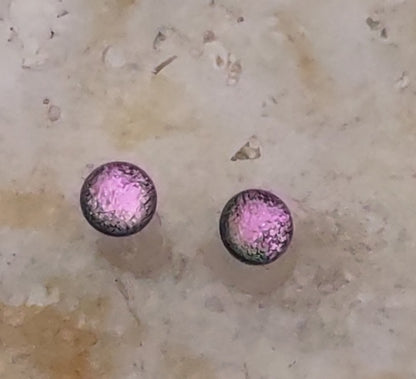 Light Pink Dichroic Fused Glass Post Earring Wholesale