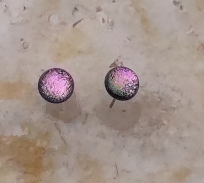 Light Pink Dichroic Fused Glass Post Earring Wholesale