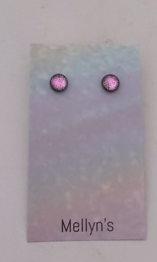 Light Pink Dichroic Fused Glass Post Earring Wholesale