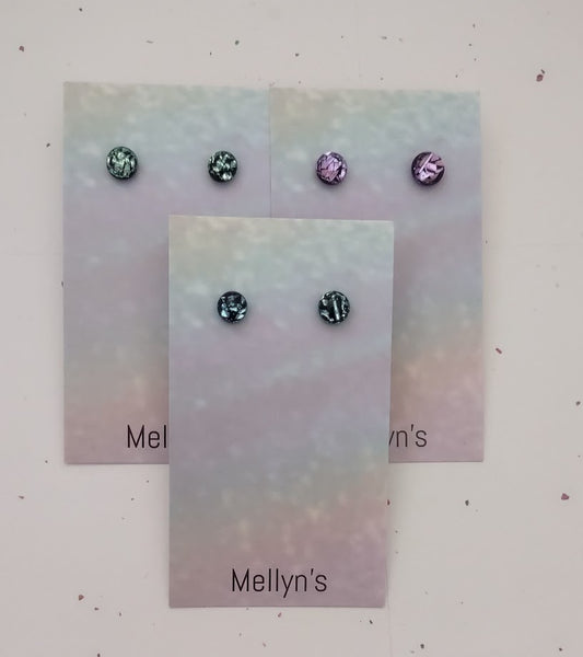 Starter Pack 4 (6 Pairs) Crinkle Dichroic Fused Glass Post Earring Wholesale