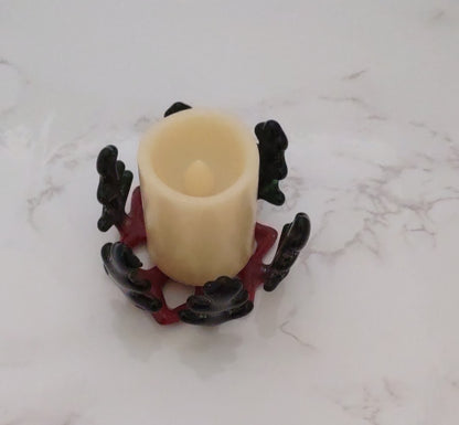 Red and Green Fused Glass Snowflake Glass Votive Candle Holder