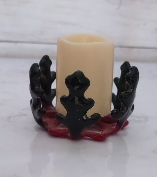 Red and Green Fused Glass Snowflake Glass Votive Candle Holder