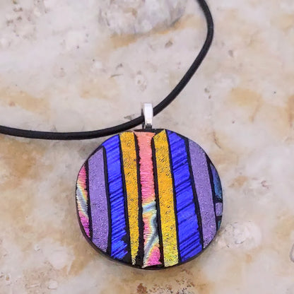 Mosaic Style Multi-Color Fused Glass Dichroic Pendant