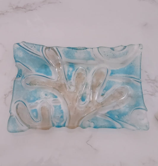 Ocean Scene Fused Glass Soap Dish