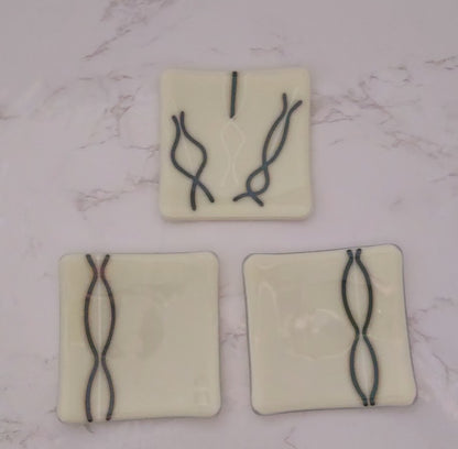 Set of 3 Fused Glass Reactive Glass Plates