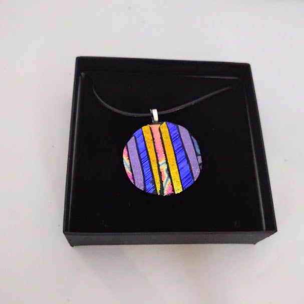 Mosaic Style Multi-Color Fused Glass Dichroic Pendant