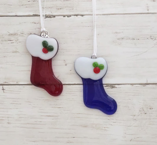 Red or Blue Christmas Stocking Ornament, Christmas Tree Ornament Wholesale
