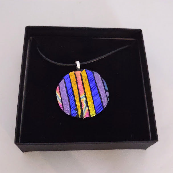 Mosaic Style Multi-Color Fused Glass Dichroic Pendant