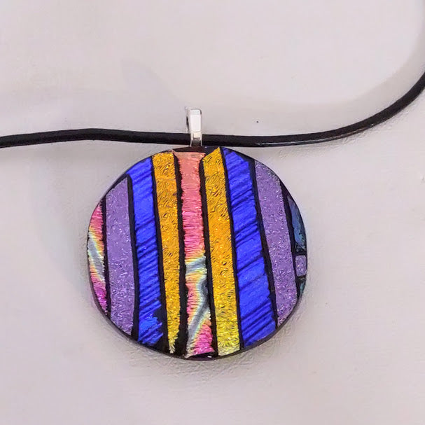 Mosaic Style Multi-Color Fused Glass Dichroic Pendant