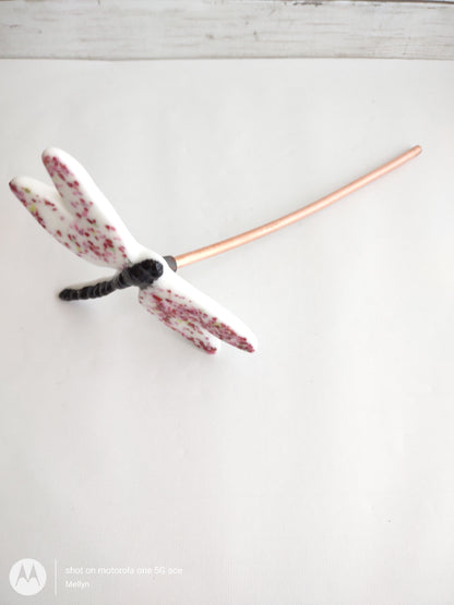 Fused Glass Dragonfly Plant Stake