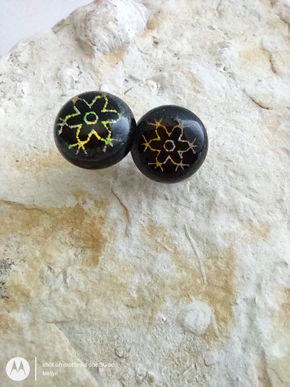 Dichroic Post Earrings with Snowflake