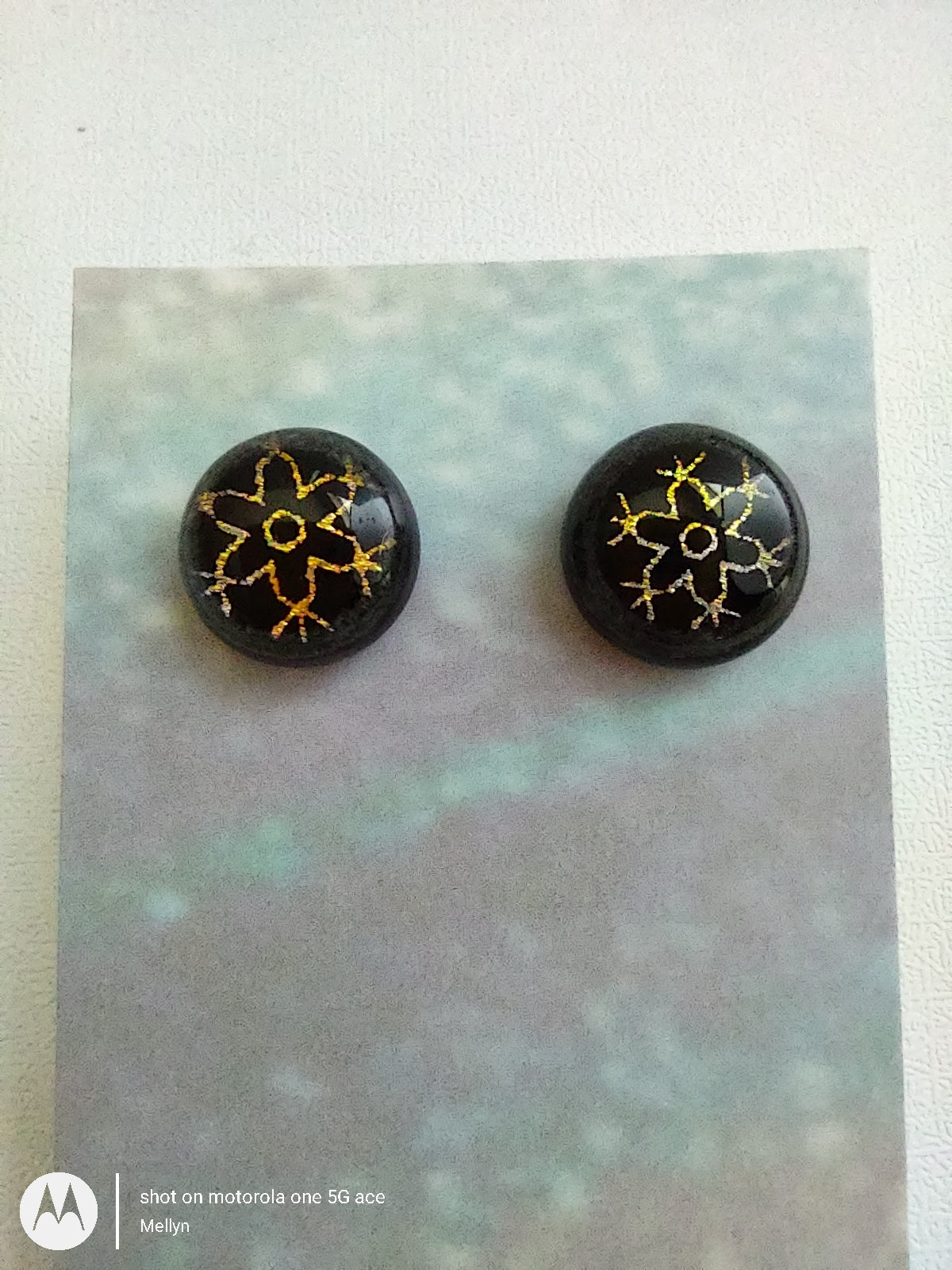 Dichroic Post Earrings with Snowflake