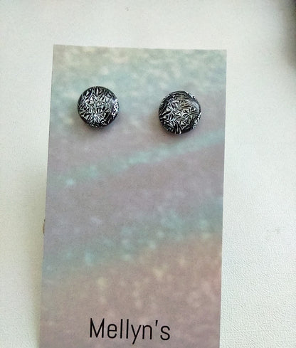 Silver Crinkle Dichroic Post Earrings