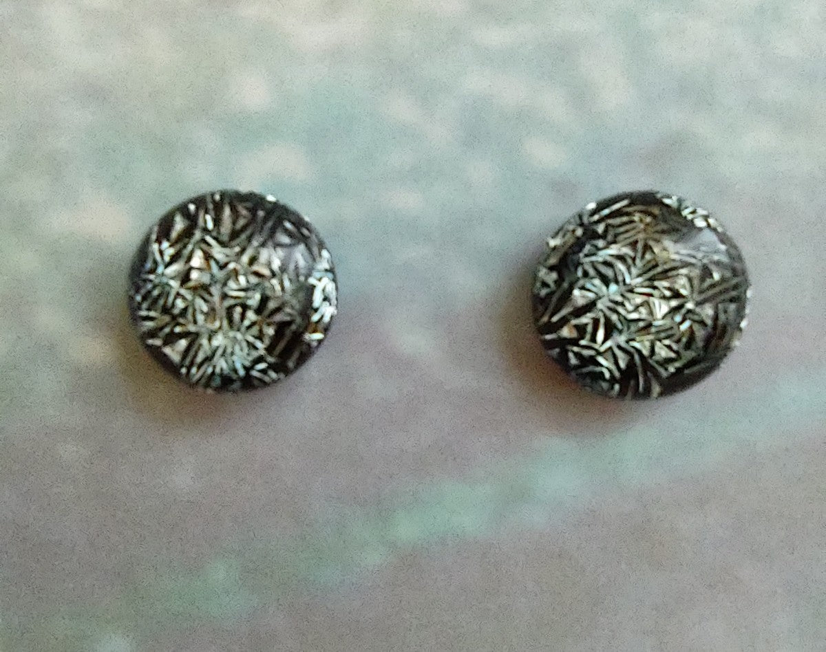 Silver Crinkle Dichroic Post Earrings