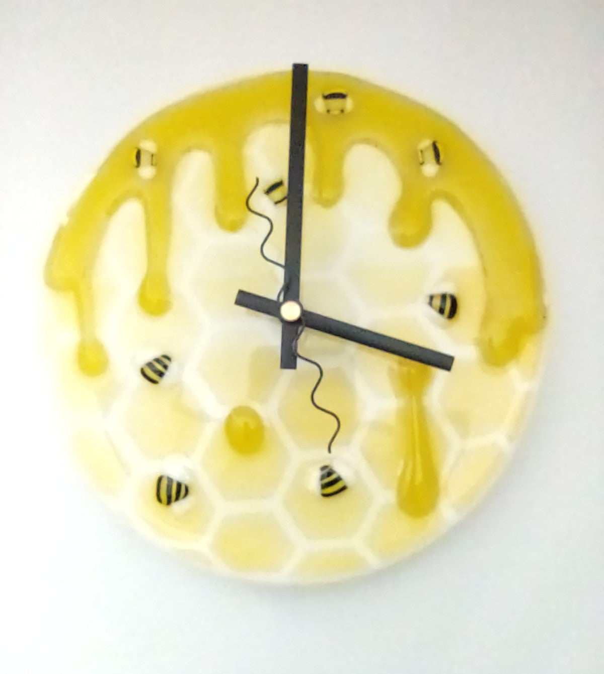 Fused Glass Dripping Honey Bee Clock