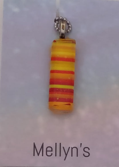 Fused Glass Orange/Yellow Striped pendant
