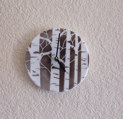 Fused Glass Aspen Birch Clock
