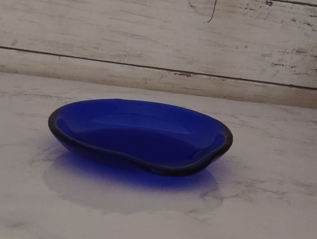 Dark Blue Round Fused Glass Spoon Rest