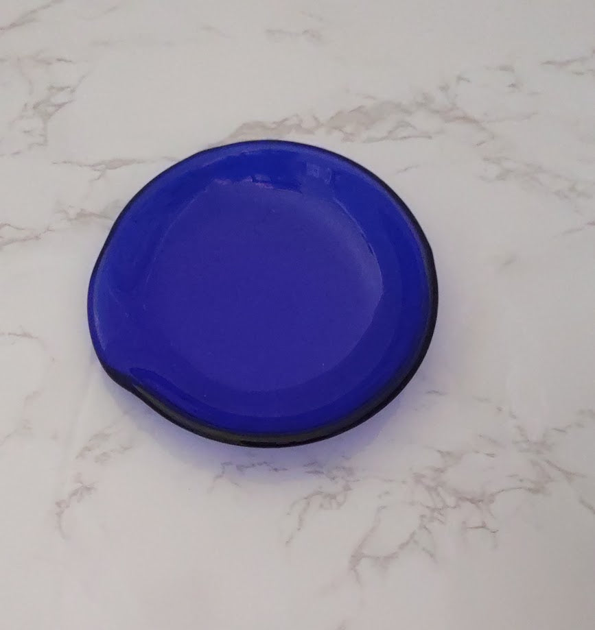 Dark Blue Round Fused Glass Spoon Rest