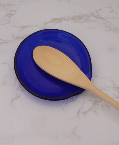 Dark Blue Round Fused Glass Spoon Rest
