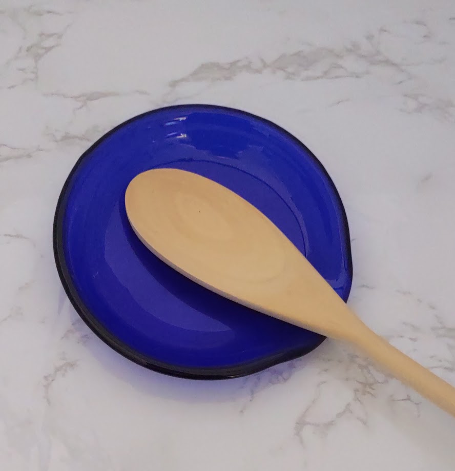 Dark Blue Round Fused Glass Spoon Rest
