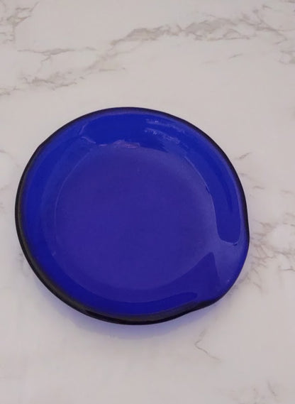 Dark Blue Round Fused Glass Spoon Rest