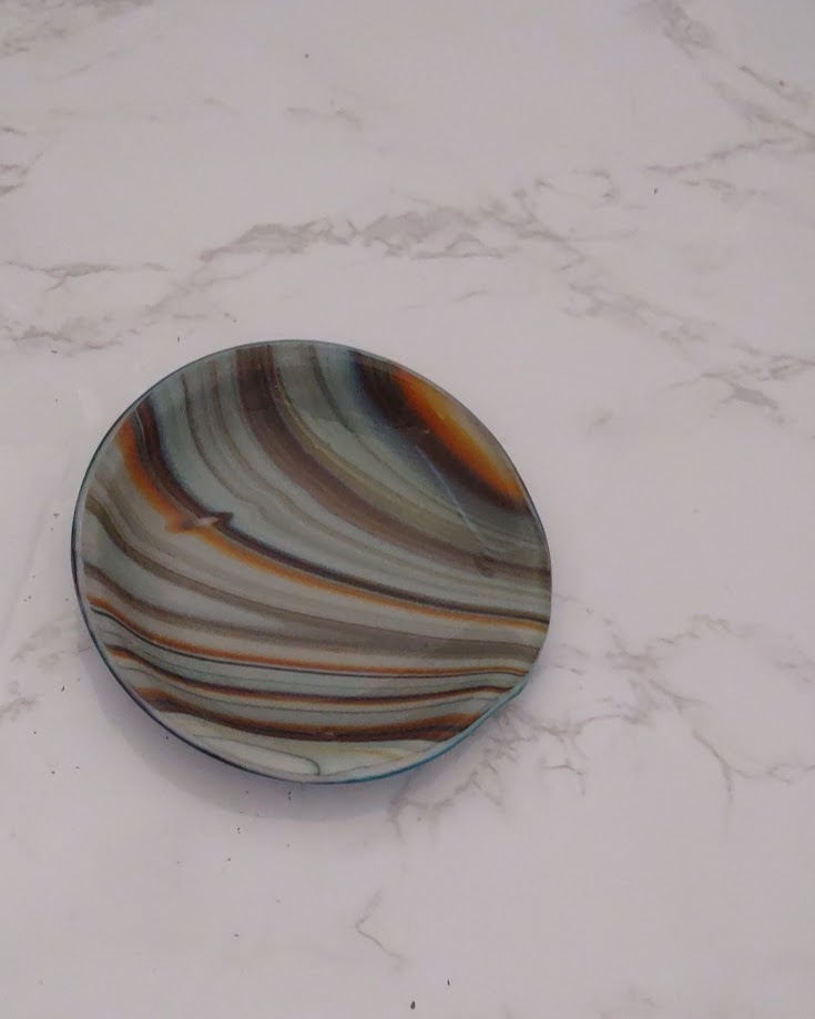 Round Fused Glass Spoon Rest in Southwest Colors