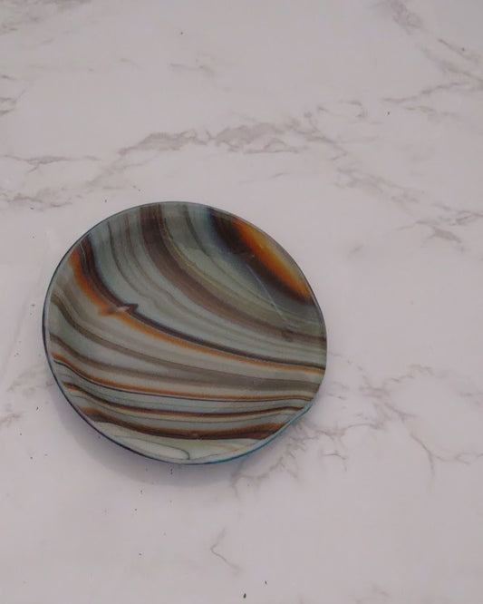 Round Fused Glass Spoon Rest in Southwest Colors