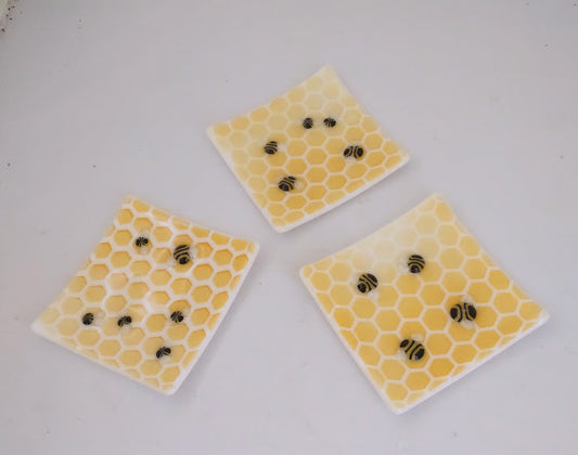 Larger Honeycomb with Bee Glass Trinket Dish Wholesale