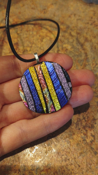 Mosaic Style Multi-Color Fused Glass Dichroic Pendant