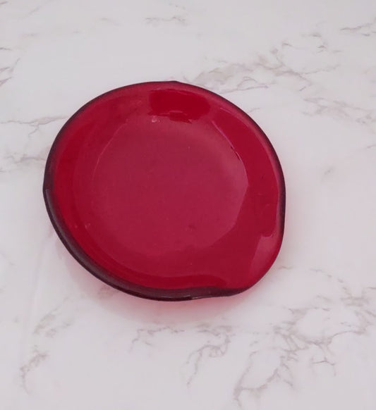 Red Round Fused Glass Spoon Rest