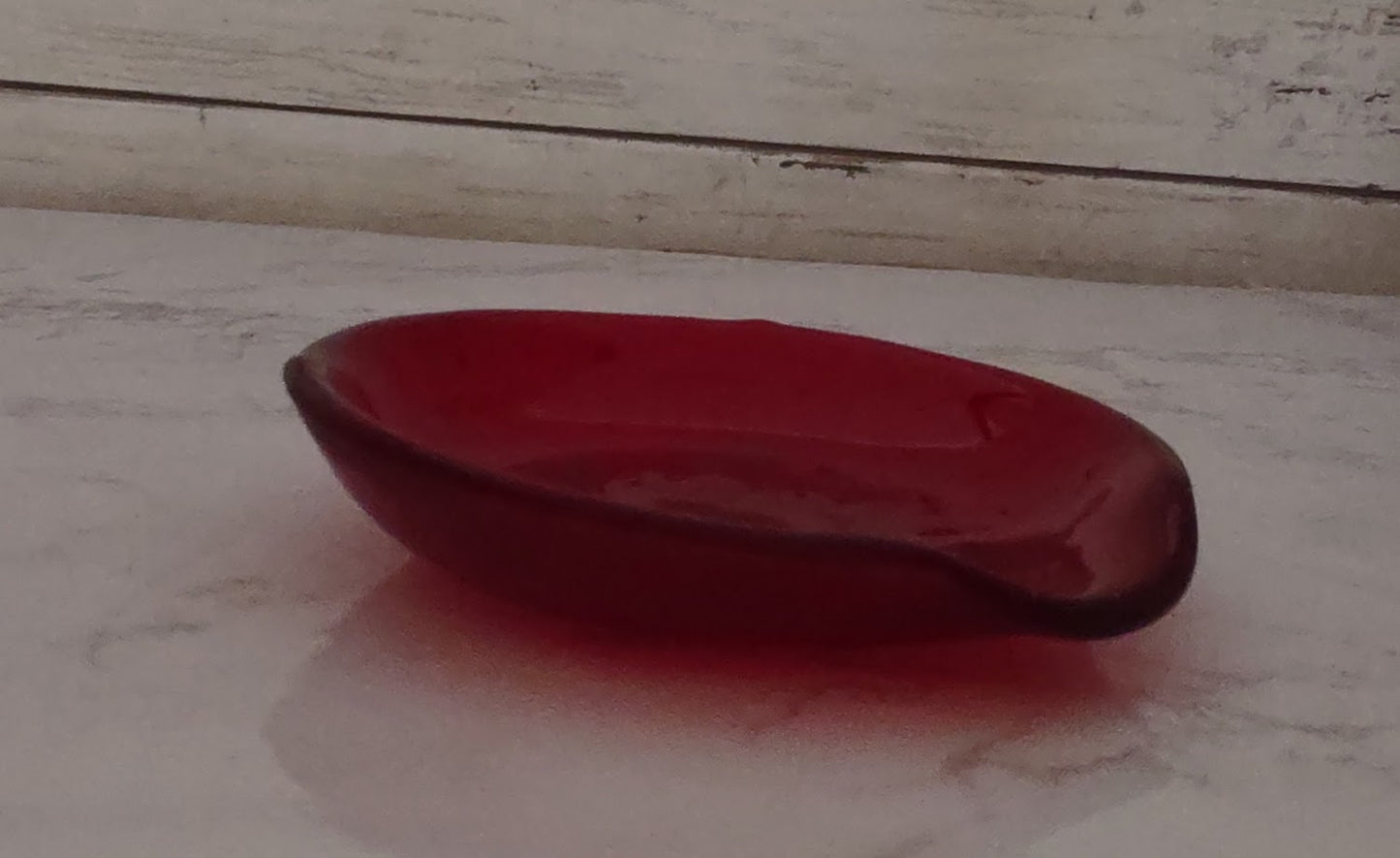 Red Round Fused Glass Spoon Rest