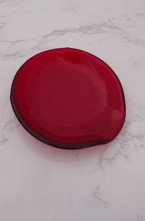 Red Round Fused Glass Spoon Rest