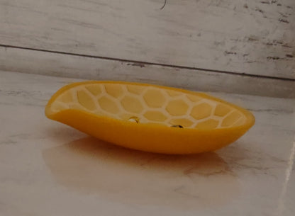 Yellow with White Round Fused Glass Spoon Rest