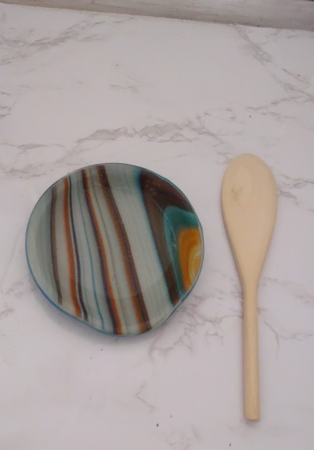 Southwest Colors Round Fused Glass Spoon Rest