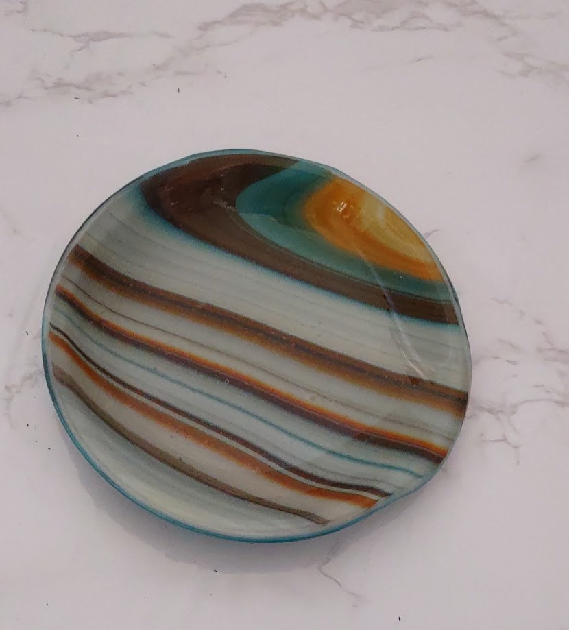 Southwest Colors Round Fused Glass Spoon Rest