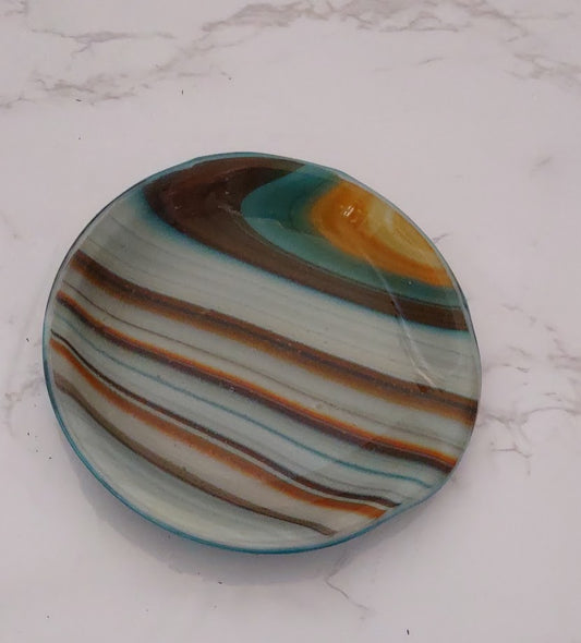Southwest Colors Round Fused Glass Spoon Rest