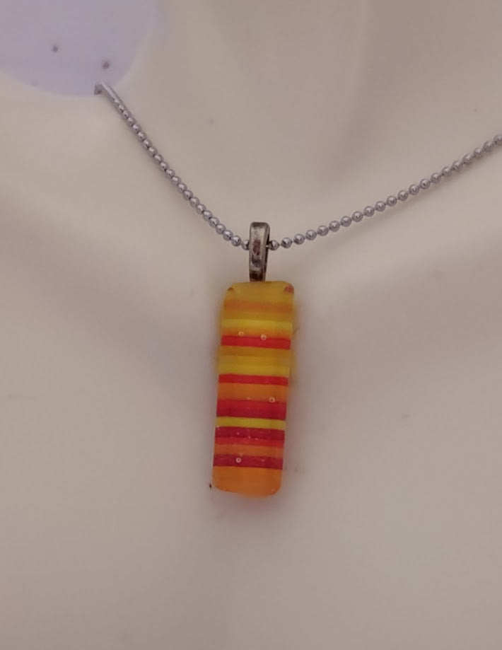 Fused Glass Orange/Yellow Striped pendant