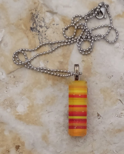 Fused Glass Orange/Yellow Striped pendant