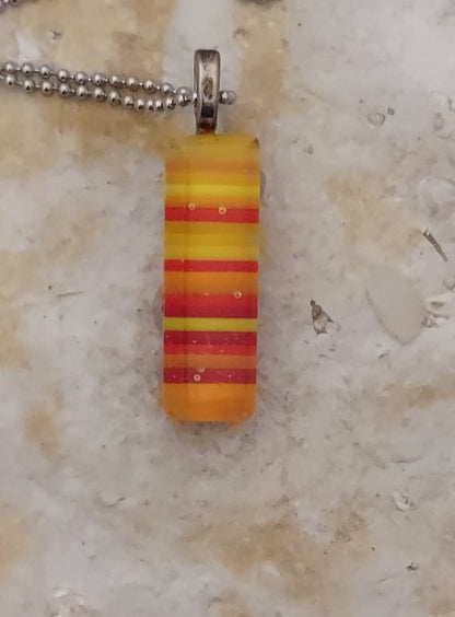 Fused Glass Orange/Yellow Striped pendant