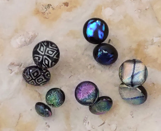 Sample Pack (5 Pairs) Dichroic Fused Glass Post Earring Wholesale