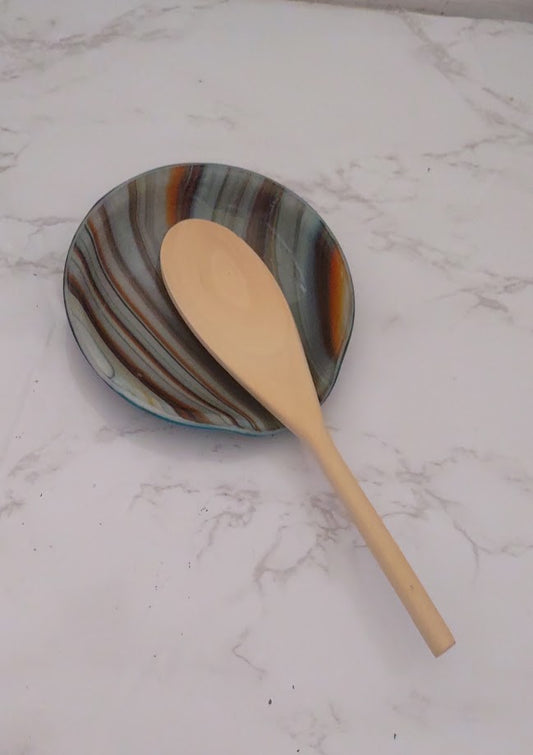 Round Fused Glass Spoon Rest in Southwest Colors