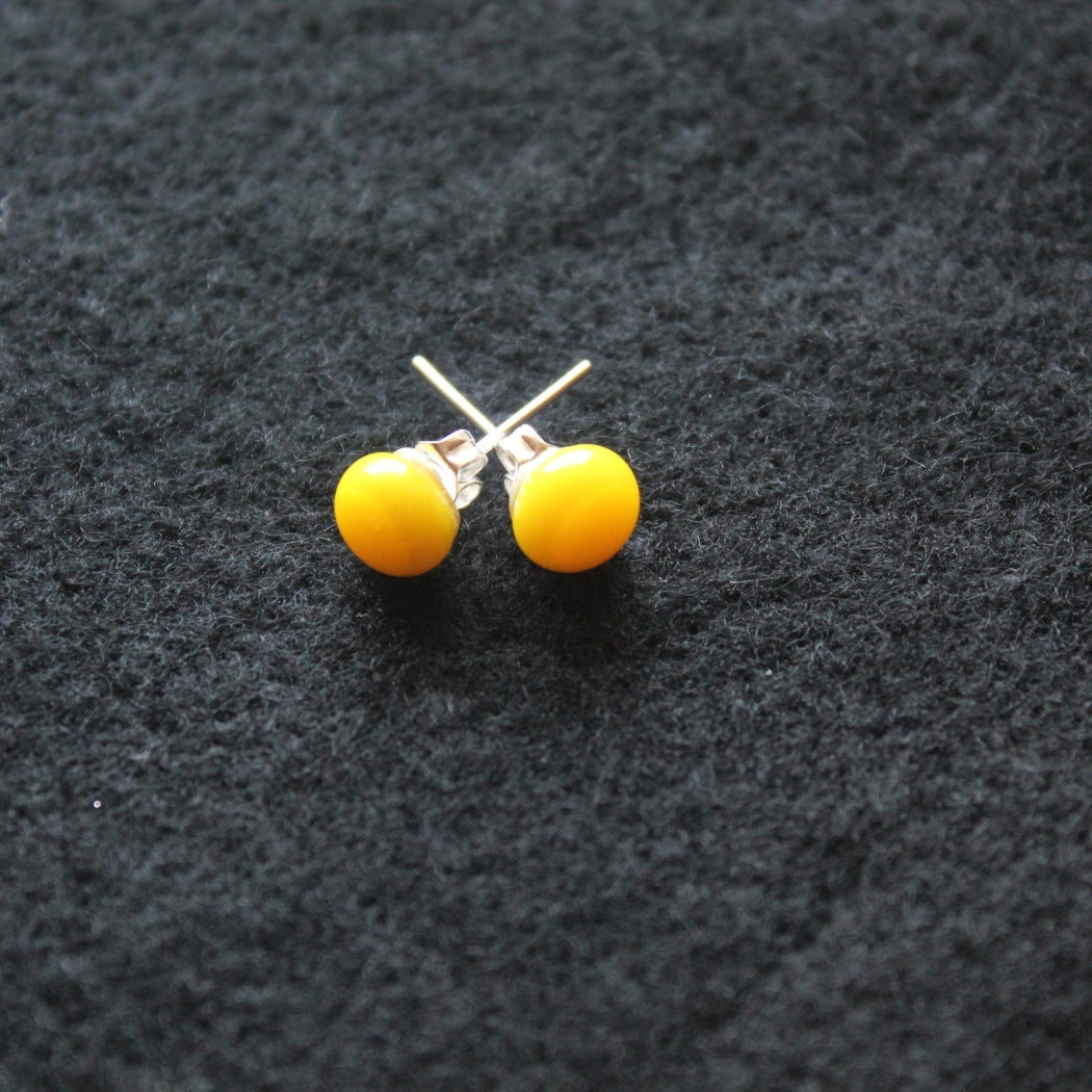 Fused Glass Yellow Post Earrings
