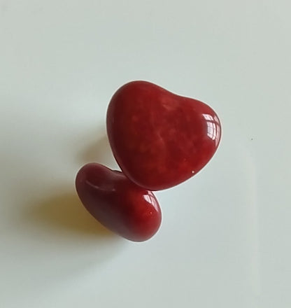 Valentine Red Fused Glass Heart Earring Posts
