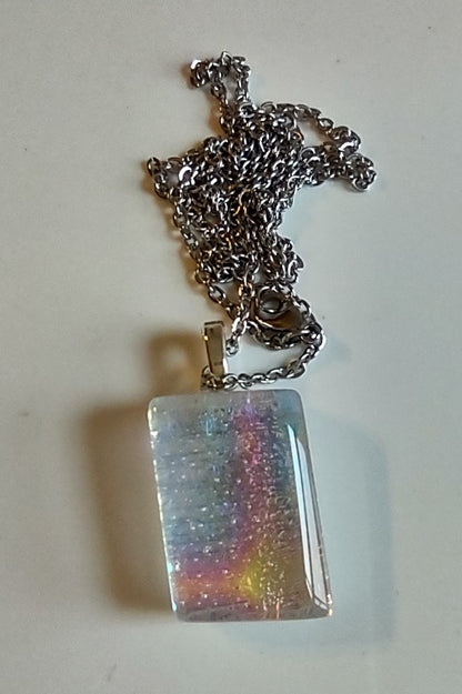 Clear Dichroic Pendant with Chain
