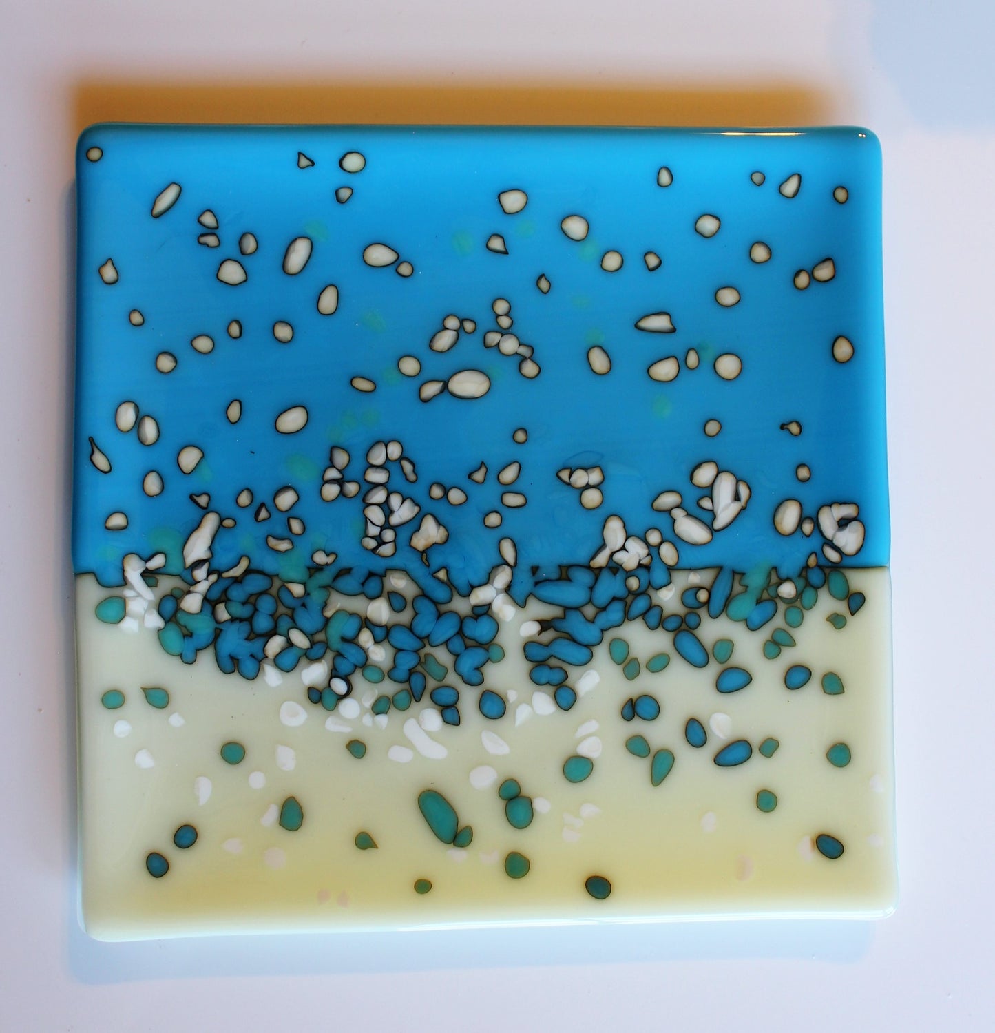 Decorative Plate, Fused Glass Platter, Reactive Glass Plate, Hostess Gift, Square Glass Plate