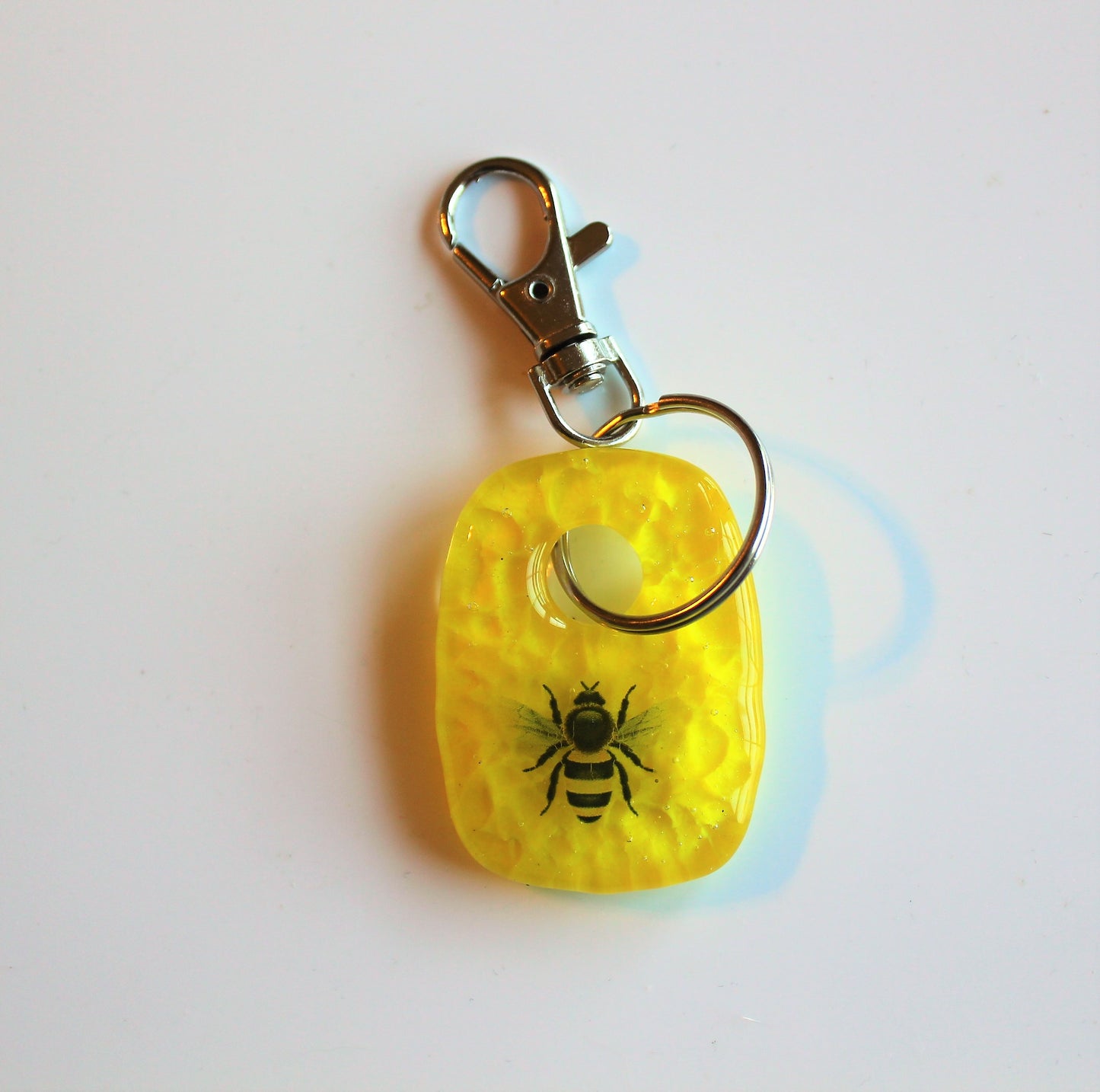 Fused Glass Bee Keychain