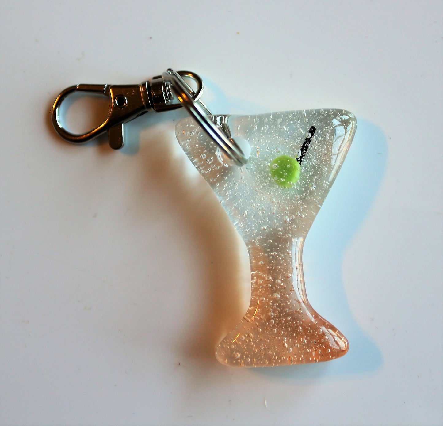Fused Glass Martini Glass Keychain