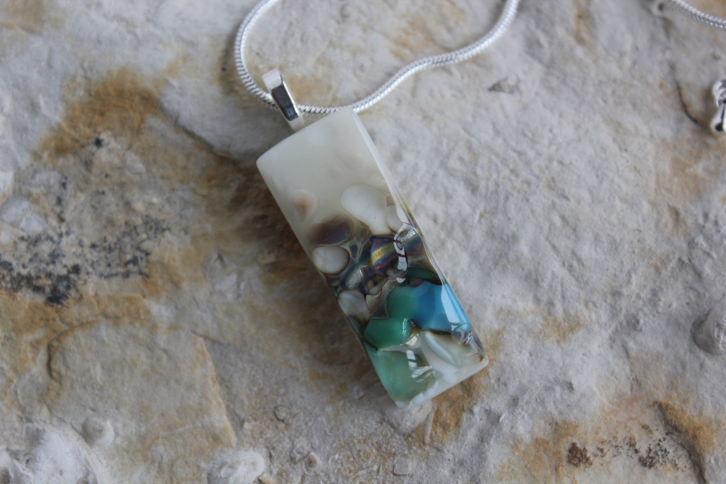 Reactive Fused Glass Vanilla Cream Pendant